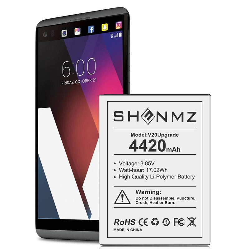 LG V20 Battery, SHENMZ 4420mAh 2021 New Replacement Battery for LG V20 BL-44E1F H910 H918 LS997 US996 VS995/V20 BL-44E1F Spare Battery