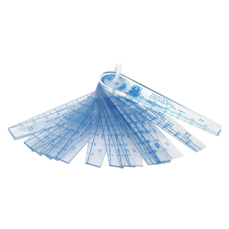Rannb Plastic Feeler Gauge 0.05mm to 3mm Metric Gap Measuring Tool 21 Leaf 0.05mm-3mm 21 Leafs