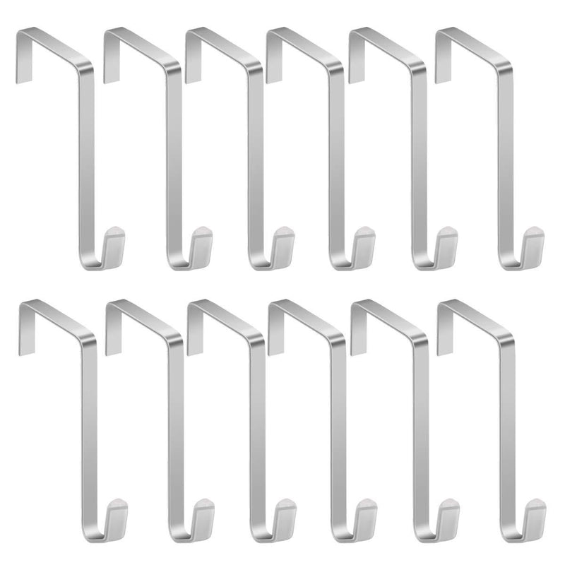 12Pack Over the Door Hook Door Hanger Hooks Sturdy Metal Door Hooks for Hanging Clothes Door Hangers for Bathroom Towel Hanging, Bedroom, Coat, Purses, Hold Up to 15 Lbs 12 Pack Silver