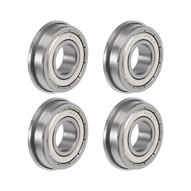 uxcell FR8ZZ Flange Ball Bearing 1/2" x 1-1/8" x 5/16" Shielded Chrome Bearings 4pcs 4