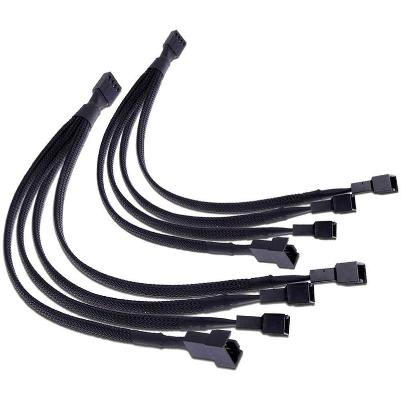 PWM Fan Splitter ,TeamProfitcom 4 pin Adapter Cable Sleeved Braided Y Splitter for Desktop Computer CPU Fan Splitter PC 4 Pin Fan Extension Power Cable 1 to 4 Converter 10 inches (2 Pack)