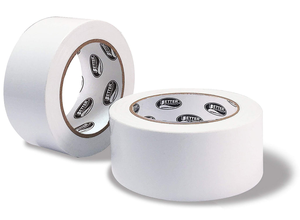 White Duct Tape, 2 Pack, Heavy Duty Duct Tape by Better Office Products, 7.3mil, 1.88 Inch x 30 Yards Per Roll, Easy Tear, 2 Pack, White