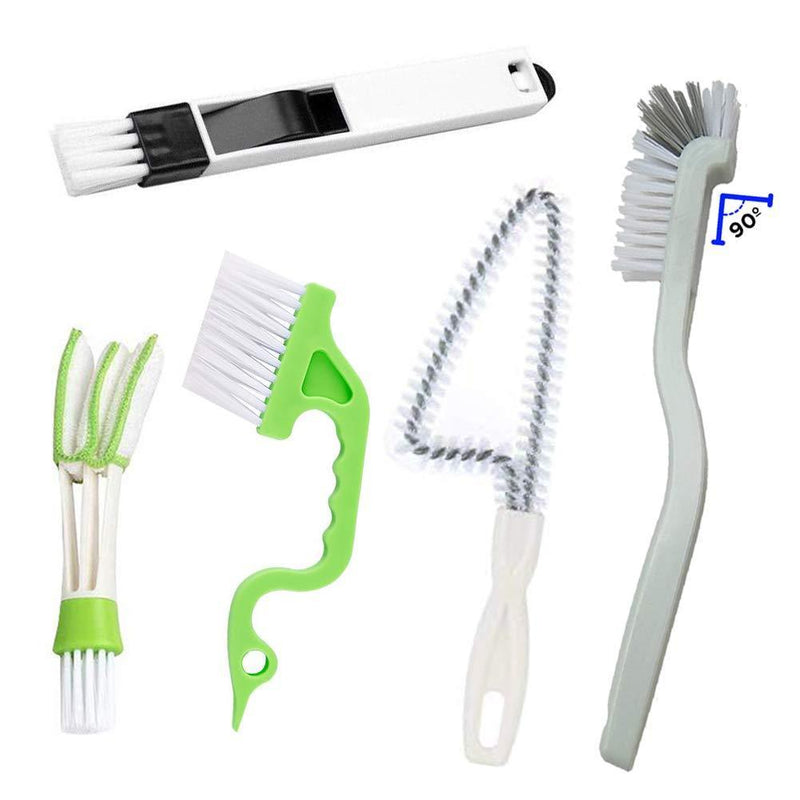 Window or Sliding Door Track Cleaning Brush, Tile Lines Brush,Window Blind Duster, 2-in-1 Windowsill Sweeper, Hand-held Groove Gap , 5 Pieces