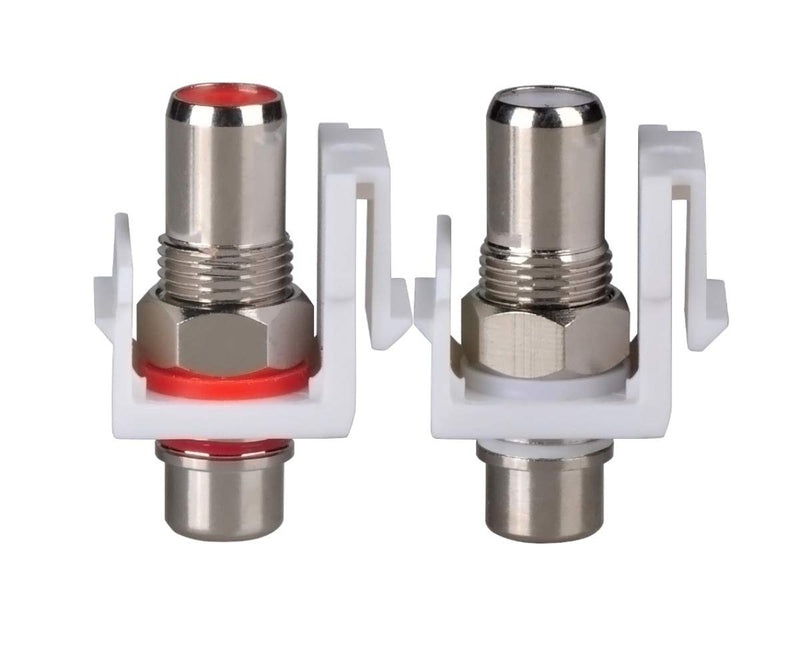 Conwork RCA Keystone Jack Inserts, Female Port Coupler Snap-in Connector Socket Adapter for Wall Plate Outlet Panel (2-Pack)