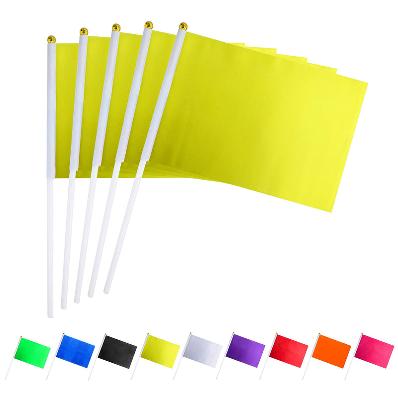 Consummate 25 Pack Solid Yellow Flag Small Mini Plain Yellow DIY Flags On Stick,Party Decorations for Parades,Grand Opening,Kids Birthday,Party Events Celebration