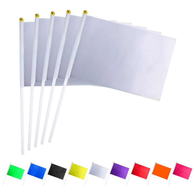 Consummate 25 Pack Solid White Blank Flag Small Mini Plain White DIY Flags On Stick,Party Decorations for Parades,Grand Opening,Kids Birthday,Party Events Celebration