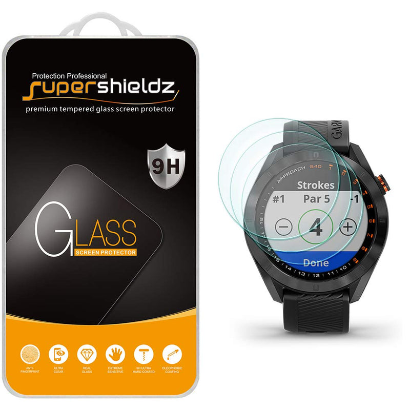 (3 Pack) Supershieldz Designed for Garmin Approach S40 Tempered Glass Screen Protector, Anti Scratch, Bubble Free