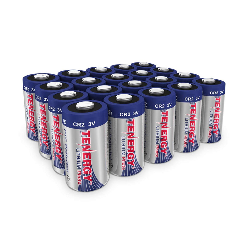 Tenergy CR2 3V Lithium Battery Non-Rechargeable PTC Protected High Performance CR2 Batteries for Flashlight, Digital Cameras, Toys, Alarm Systems (Not for Arlo Camera) 20 Pack 20 Pcs