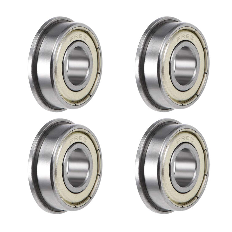 uxcell FR6ZZ Flange Ball Bearing 3/8"x7/8"x9/32" Shielded Chrome Bearings 4pcs