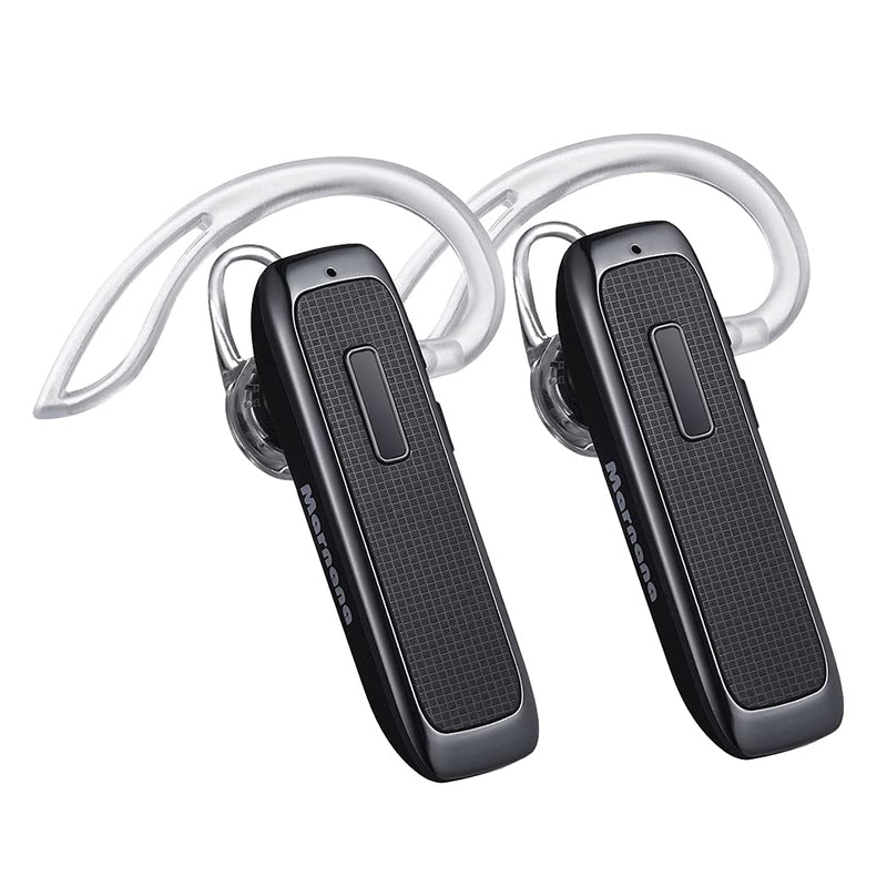 Marnana Bluetooth Headset,Wireless Earpiece w/ 18 Hours Playtime and Noise Cancelling Mic,Ultralight Earbud Hands-Free Calls Headphone for iPhone Samsung Tablet Android Cellphone Truck Driver - 2Pack