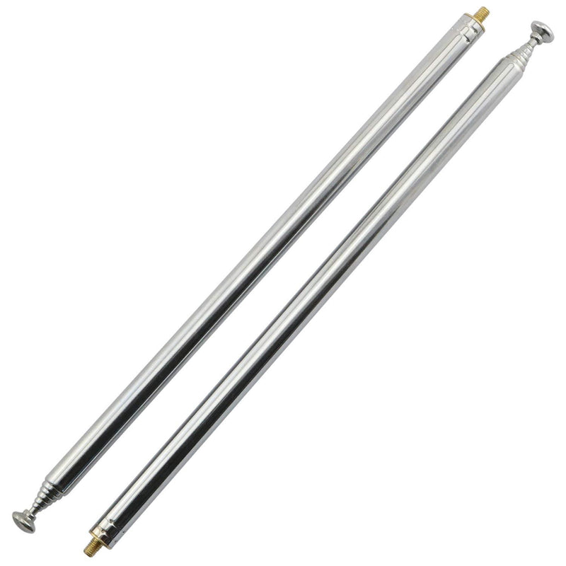 RuiLing 2-Pack M3 Male Thread 7 Section AM FM Radio Universal Antenna for Radio TV Electric Toys, Telescopic Replacement Antenna Aerial, Stainless Steel Material, Stretched Length 98cm 38.5 Inch M3 Male Thread-98CM