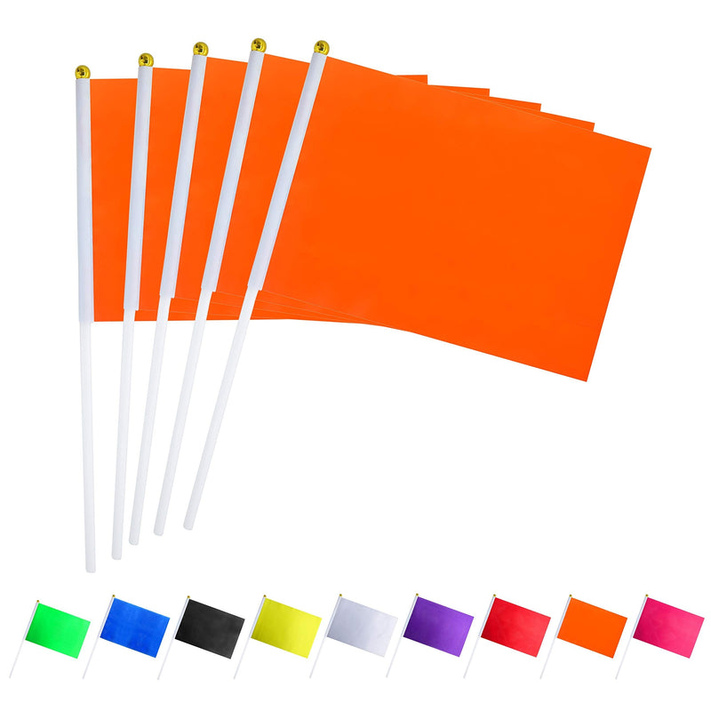 Consummate 25 Pack Solid Orange Flag Small Mini Plain Orange DIY Flags On Stick,Party Decorations for Parades,Grand Opening,Kids Birthday,Party Events Celebration