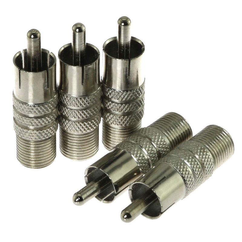 E-outstanding 5PCS RCA Male to F-Type Female Coax Coaxial Cable Adapter Connector Converter Silver