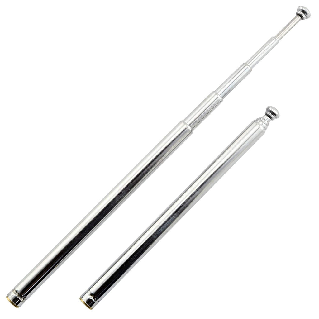 RuiLing 2-Pack M2.5 Female Thread 5 Section AM FM Radio Universal Antenna for Radio TV Electric Toys, Telescopic Replacement Antenna Aerial, Stainless Steel Material, Stretched Length 292mm 11.4 Inch