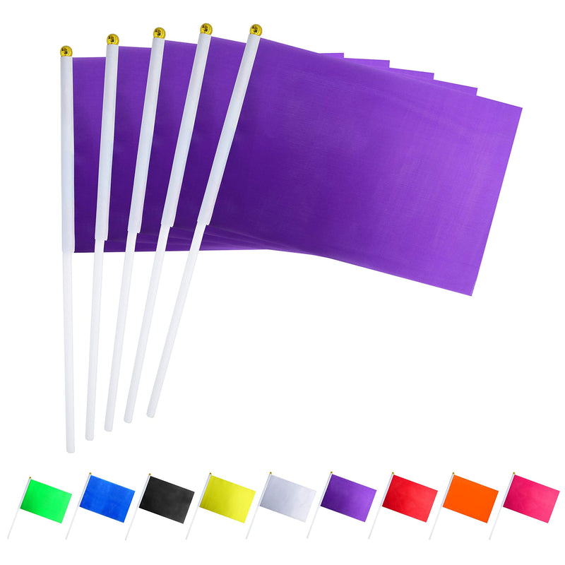 Consummate 25 Pack Solid Purple Flag Small Mini Plain Purple DIY Flags On Stick,Party Decorations for Parades,Grand Opening,Kids Birthday,Party Events Celebration