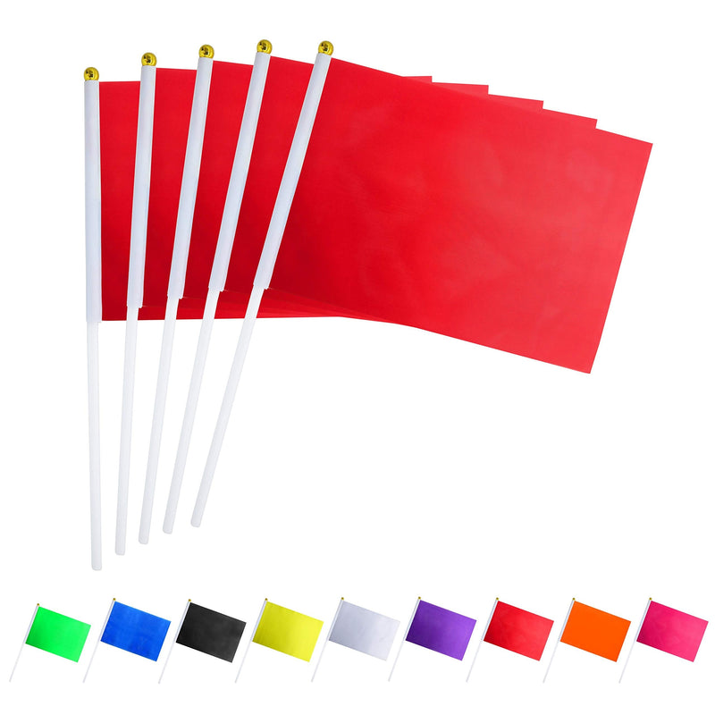 Consummate 25 Pack Solid Red Flag Small Mini Plain Red DIY Flags On Stick,Party Decorations for Parades,Grand Opening,Kids Birthday,Party Events Celebration