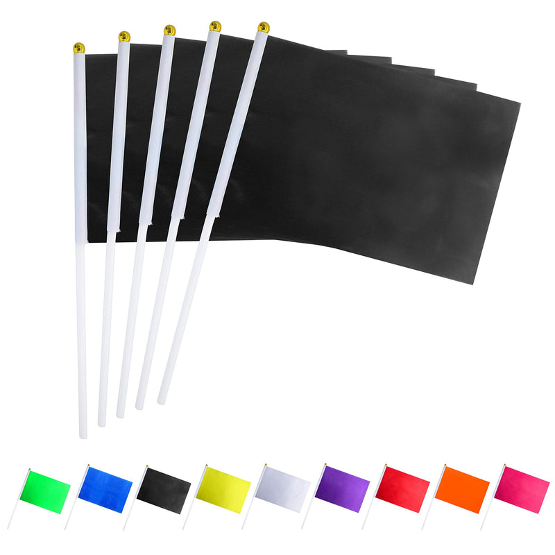 Consummate 25 Pack Solid Balck Flag Small Mini Plain Black DIY Flags On Stick,Party Decorations for Parades,Grand Opening,Kids Birthday,Party Events Celebratio