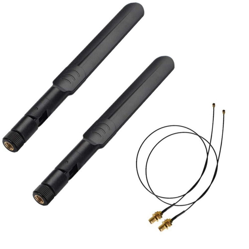 8dBi 2.4GHz 5GHz 5.8G Dual Band WiFi RP-SMA Male High Gain Antenna & MHF4 IPEX 4 to RP SMA Female Cable Antenna for NGFF M.2 AX200 9260 WiFi Card Wireless Routers PC Repeater Desktop PC FPV UAV Drone