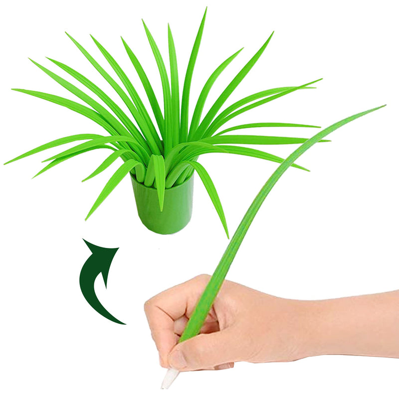 Youdepot writing pens, school supplies,Green Leaf Like Grass-Blade Silicone Pens Neutral Pen With Cover and Pen Holder, Easy Flow Black Ink, Pack Of 25