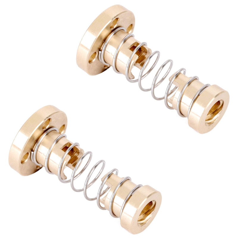 RuiLing 2-Pack T8 Anti Backlash Spring Loaded Nut Elimination Gap Nut for 8mm Acme Threaded Rod Lead Screws Brass Nut DIY CNC 3D Printer Parts