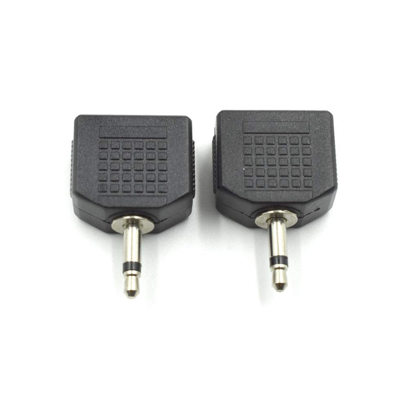 Hxchen 3.5mm Mono Male to Dual 3.5mm Female Mono Audio Y Splitter Microphone Converter Headphone Adapter Connector - (2 Pcs)