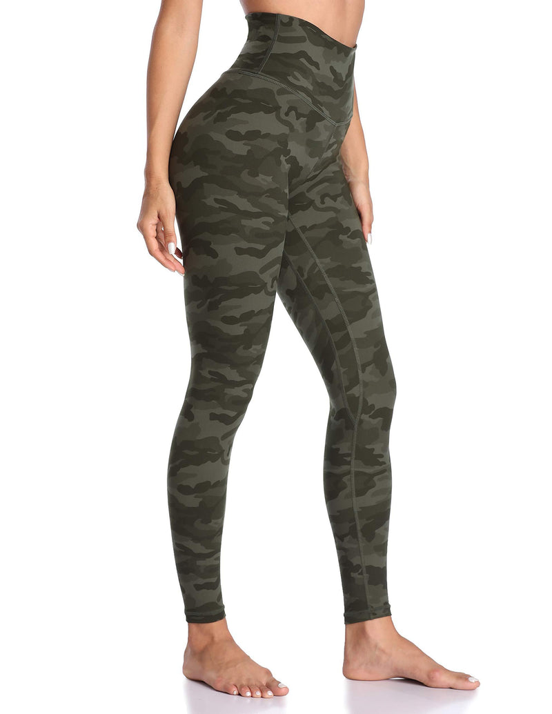 Colorfulkoala Women's High Waisted Pattern Leggings Full-length Yoga Pants Army Green Camo X-Small