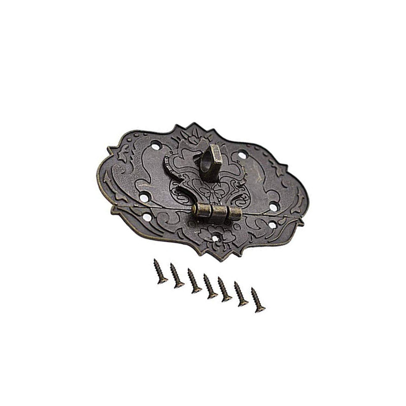 Antique Decorative Hasp Clasp Latch Lock Mcredy WoodenÂ BoxÂ Latch LargeÂ BoxÂ Latch with Flower Pattern Zinc Alloy Bronze with Screw 92x73mm/3.6"x2.9" Set of 1 Large,3.6"x2.9"