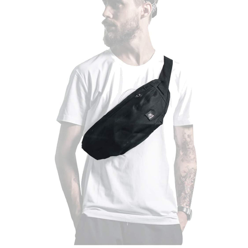 Fanny Packs for Women & Men Unisex Waist Bag Pack with Headphone Jack and Zipper Adjustable Strap Black Fanny Pack for Outdoors & Gym (fanny pack)