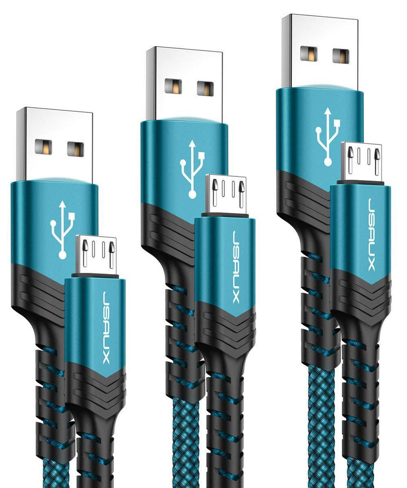 Micro USB Charger Cable, JSAUX (3-Pack 3.3ft+6.6ft+10ft) Android Charger Micro USB to USB A Nylon Braided Cord Compatible with Samsung Galaxy S6 S7 Edge Note 5, Kindle and More-Green Green