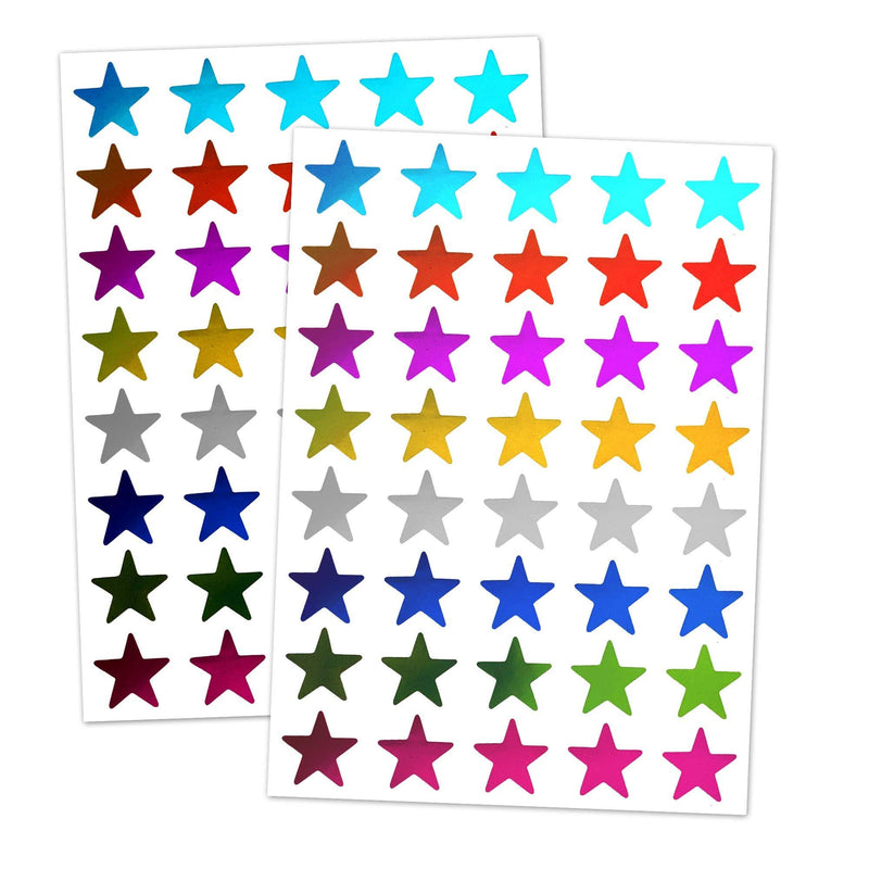 8 Colors, 1000 Pack, Foil Star Metallic Stickers, 0.6" Diameter 8 Colors