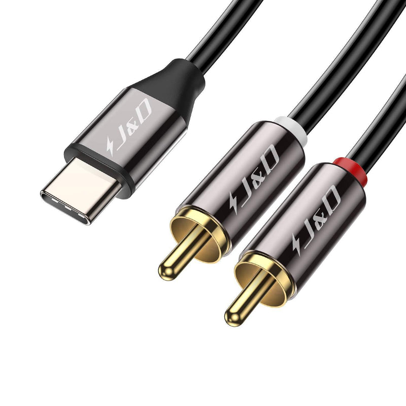 J&D USB C to RCA Audio Cable, USB Type-C Male to 2 RCA Male Stereo Audio Converter Y Splitter Cable for Tablet Laptop,Google Pixel 3/2/2XL MacBook Pro, 3.3 Feet