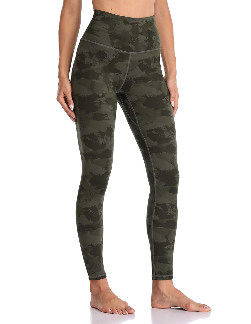 Colorfulkoala Women's High Waisted Pattern Leggings Full-length Yoga Pants Army Green Splinter Camo X-Small