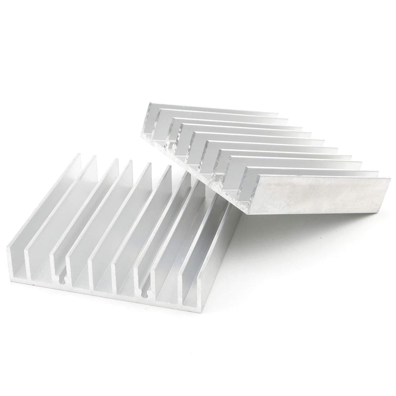 Unxuey 4Pcs Set Aluminum Heat Sink Cooler Fin White Tone Aluminium Radiator for Power Amplifier Transistor 70mm(L) x 70mm(W) x 15mm(H)