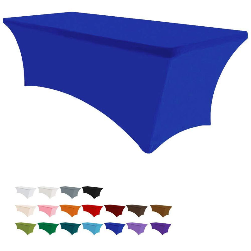Eurmax 4Ft Rectangular Fitted Spandex Tablecloths Wedding Party Patio Table Covers Event Stretchable Tablecloth (Blue) 4 feet Blue