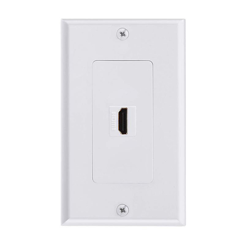 TENINYU HDMI Wall Plate 1 Port, HDMI Socket Plug Insert Jack Outlet Panel Mount Support 4K 60Hz HDR 1080P 3D Ethernet Built in High Speed Cable Extension Coupler for Projector & Home Theater (1 Port)