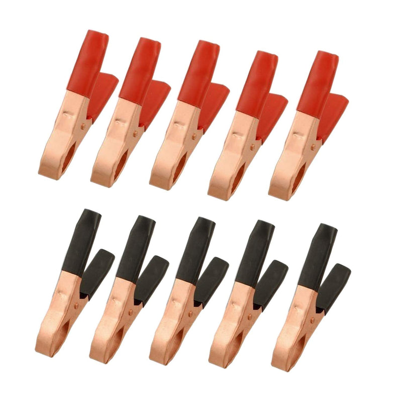 Newsfana Metal Alligator Clips Terminal Test Clamps 50A Electrical Battery Crocodile Clamp Copper Plated Insulated Alligator Clips 10 Pack 50A-10pack