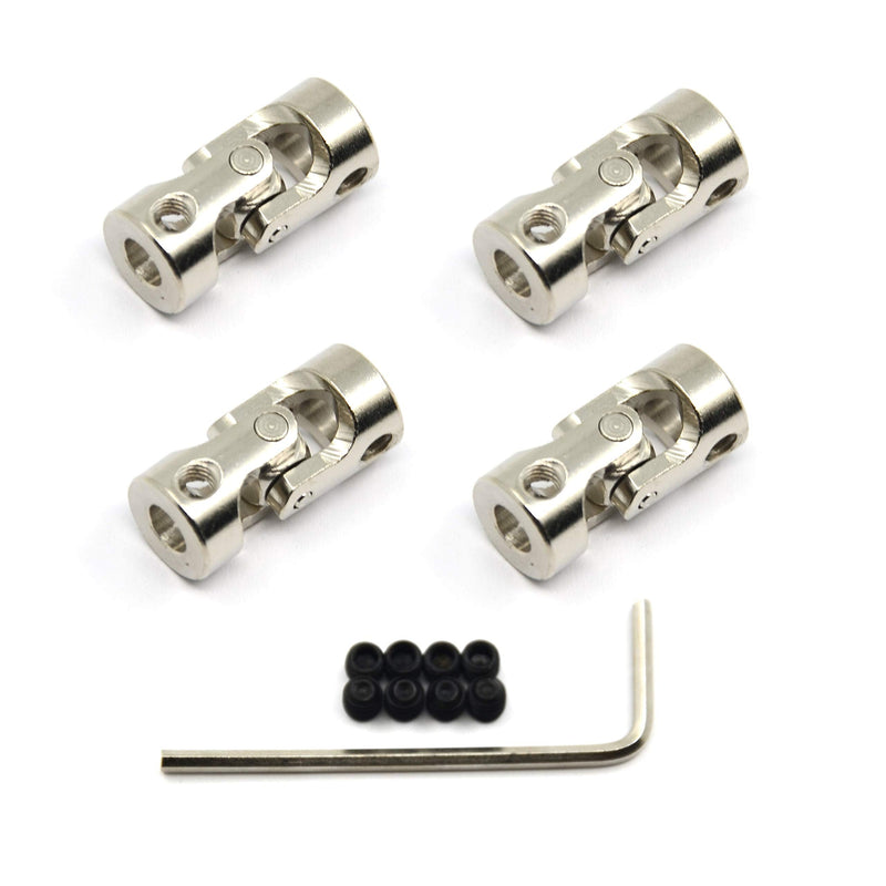 Befenybay 4 Pcs 5mm to 5mm Universal Joint Shaft Coupling with Screws for Motor 5-5mm Silver