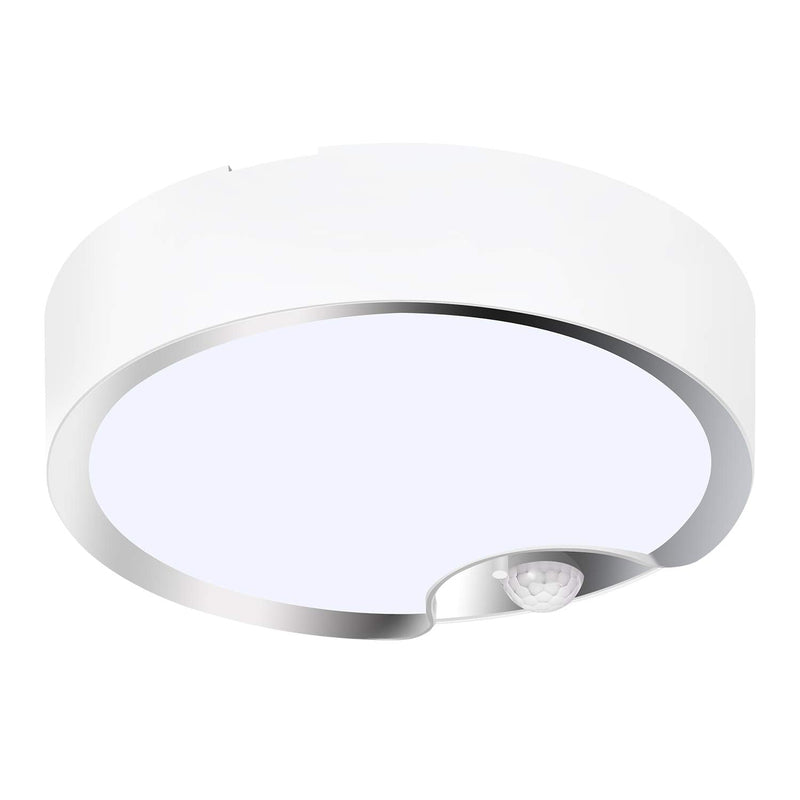 TOOWELL Motion Sensor Ceiling Light Battery Operated Indoor/Outdoor LED Ceiling Lights for Hallway Laundry Stairs Garage Bathroom 300LM White Photocell Sensor ON/Off Upgrade