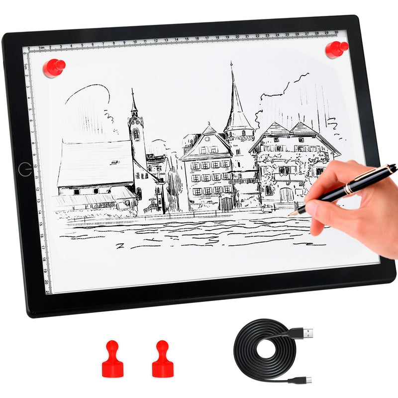 comzler Light Board, A4 Tracing Light Box, Magnetic Light Pad, Light Table for Tracing, LED Light Drawing Board, Sketch Pad LED Light Drawing Pad, Cricut Light Pad, Dimmable Brightness 01 - A4