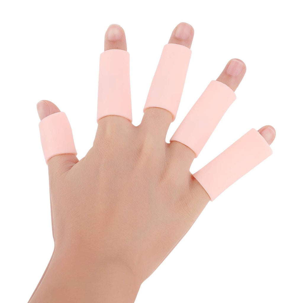 Holiberty 10pcs Gel Finger Protector Silicone Finger Cots Thumb Sleeves Finger Sleeves Finger Tip Cover Toe Finger Protection Great for Trigger Finger, Hand Eczema, Finger Cracking, Finger Arthritis nude