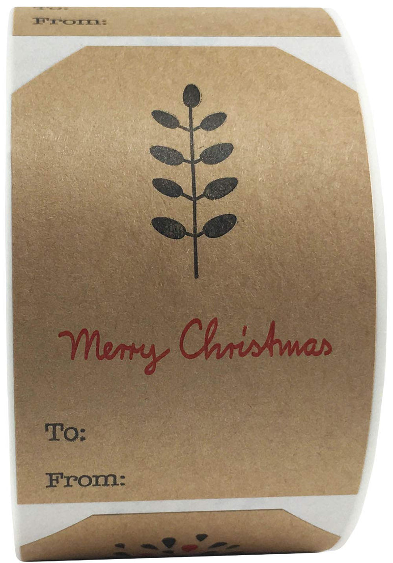 Natural Kraft Simple Christmas Gift Tags Holiday Present Stickers 2 x 3 Inch 100 Total Adhesive Labels