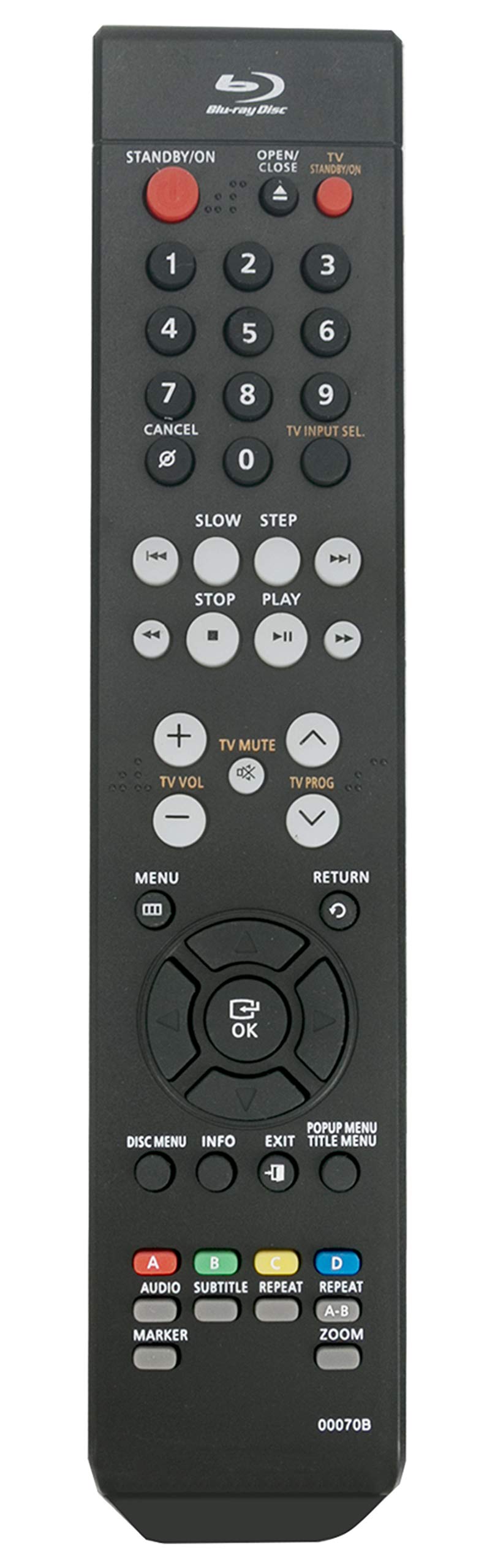 AK59-00070B 00070B Replaced Remote Control fit for Samsung Blu-Ray Disc DVD Player AK59-00070D AK59-00070A AK59-00070E/B BD-P1400 BD-P1500 BD-P1200