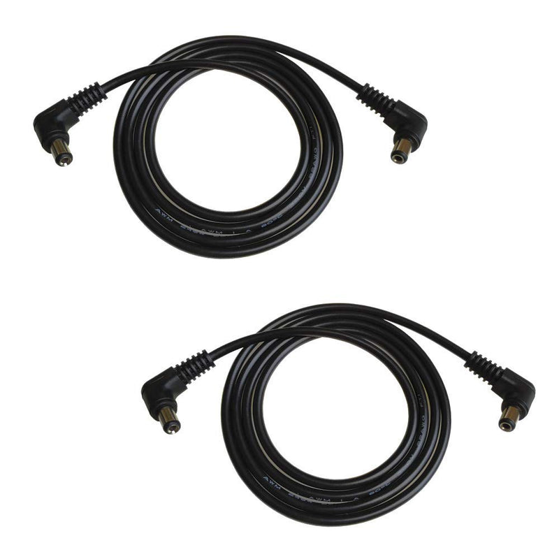 DZYDZR 2pcs 1 Meter 2.1mm x 5.5mm DC Extension Cable Black 22 AWG Copper Wire, L Type Male to Male Plug Max 24V 3A (3.3ft)