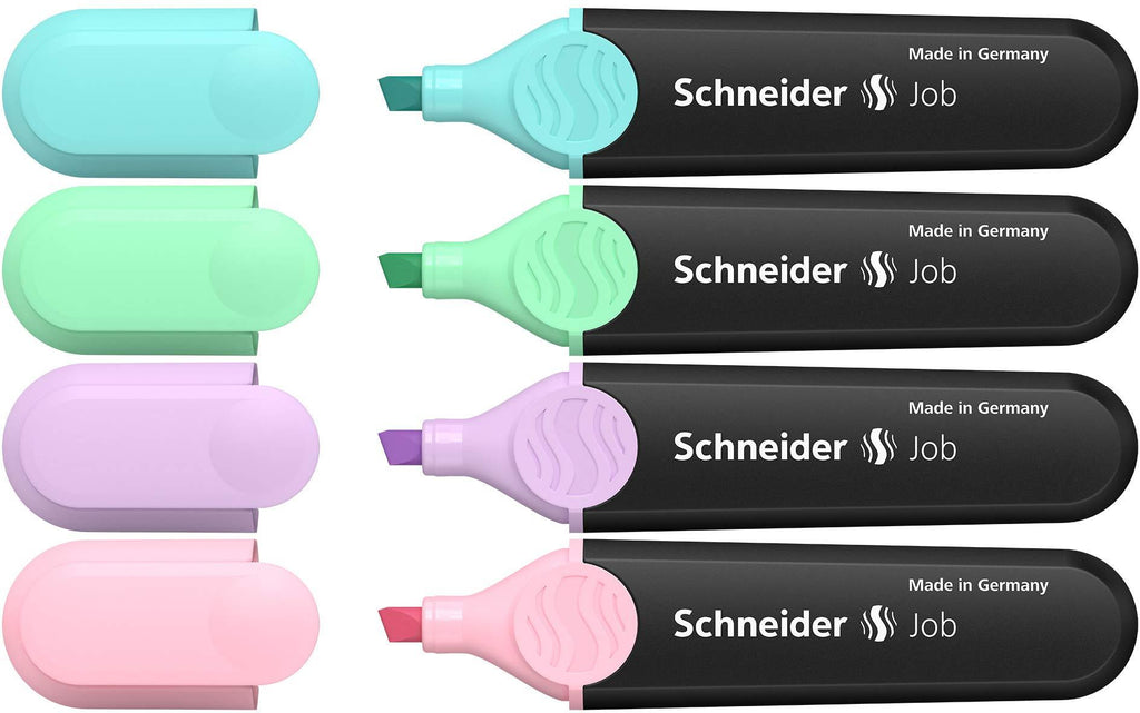 Schneider Pastel Job Highlighter Marker, Chisel Tip, Turquoise, Mint, Lavender, Light Pink, 4 Pack (115098) Multi-color Pastel