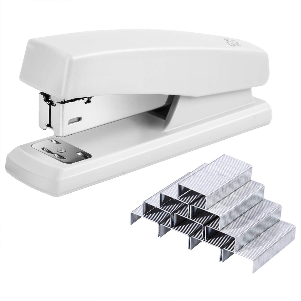 Deli Stapler, Desktop Staplers with 640 Staples, Office Stapler, 25 Sheet Capacity, White Stapler with Staples E0311 White