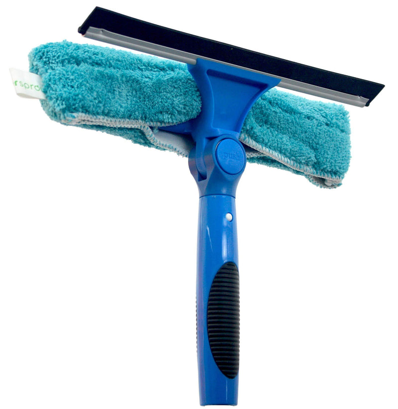 EVERSPROUT Swivel Squeegee and Microfiber Window Scrubber Combo | 2-in-1 Window & Glass Cleaning Tool | Adjustable to Clean from Multiple Angles | Includes 10-Inch Squeegee Blade (No Pole)