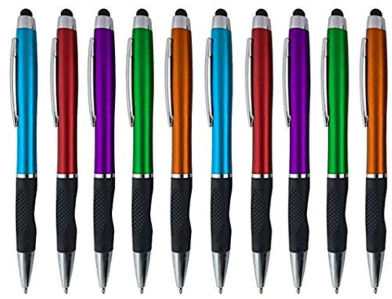 SyPen 2-1 Twist Action Stylish Metallic Capacitive Stylus with comfort grip Ball point"Blue Ink" Pen for Touchscreen Devices, Iphone, Ipad, Android Tablets (12-Pack) Metalic