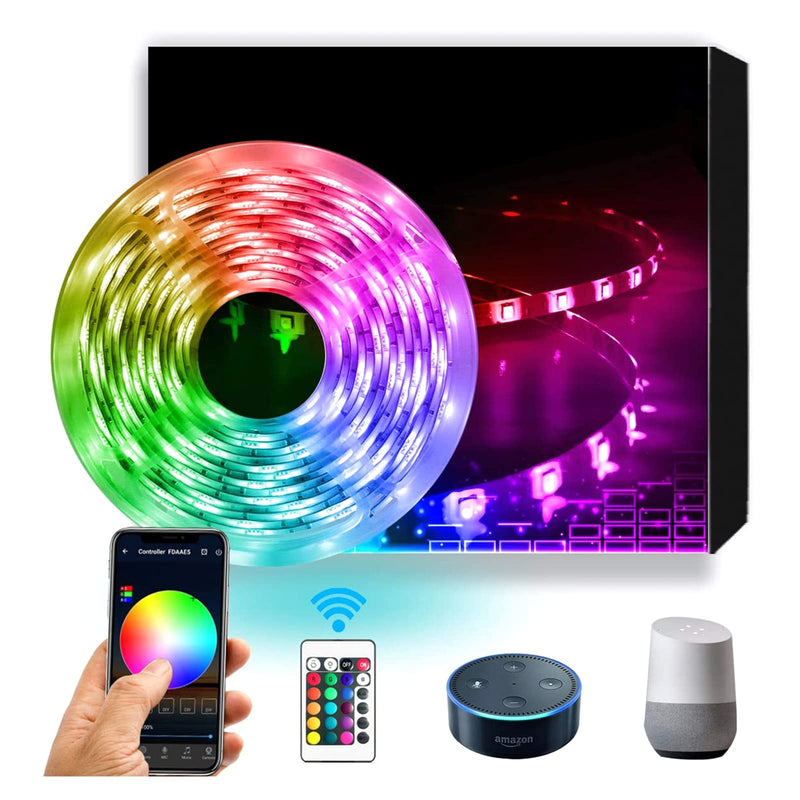 DAYBETTER 16.4ft 5m Led Strip Lights, Flexible Color Changing 5050 RGB 150 LEDs Light Strips Kit Work with App 16.4 feet
