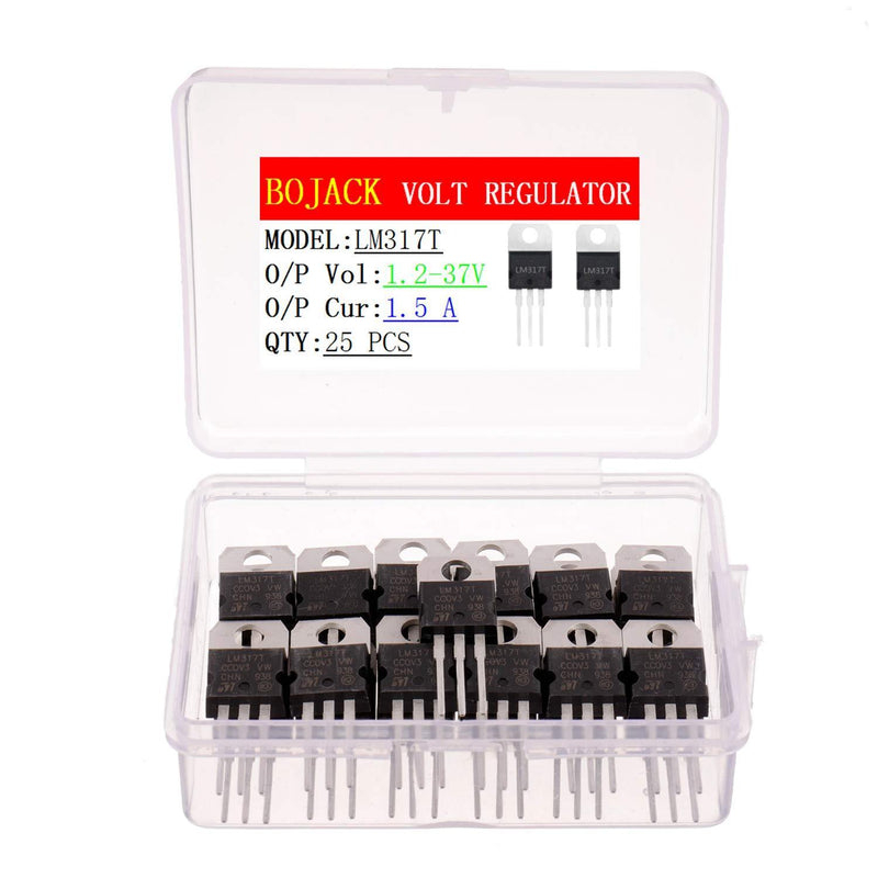 BOJACK LM317T Adjustable Positive Voltage Regulator 1.2 V to 37 V 1.5 A IC LM317 chip TO-220 (Pack of 25 pcs)