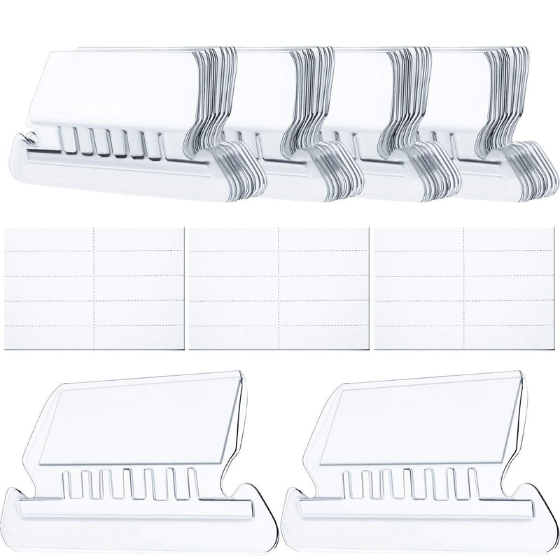 Hanging Folder Tabs and Inserts for Organize and Distinguish Hanging Files, 2 Inch, Clear to Read (60 Sets, Angle Design White)